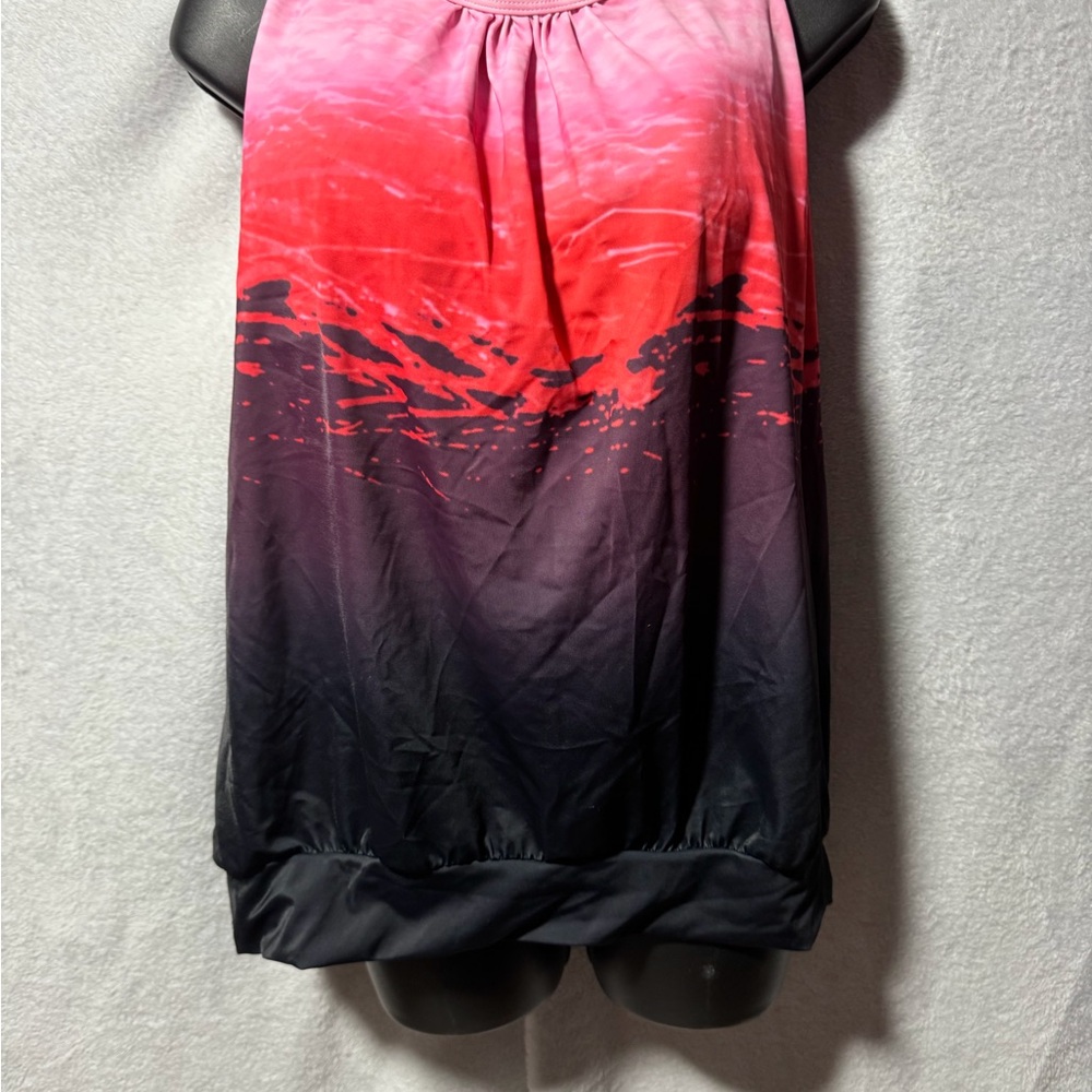 Sleeveless Ombre Tank Top in Pink, Red & Black